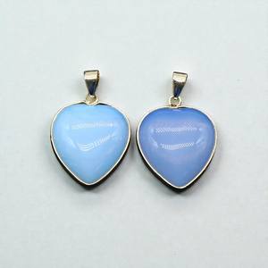 จี้โอปอลไลต์รูปหัวใจขนาด 14 มม. — จี้เงินแท้ 925 ประดับอัญมณี, เครื่องประดับหินประจำวันเกิดสำหรับทำสร้อยคอ DIY - Product Image 1