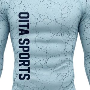 Light Blue Long Sleeve Compression <b>Shirt</b> Crackle Print Athletic Training Gym Workout Breathable Quick Dry Performance Sportswear - Product Image 5