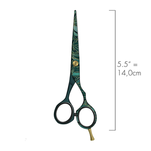Green <b>Engraved</b> Pattern Hairdressing Scissors Adjustable Tension J2 Stainless Steel Professional Salon Shears 5.5" Barber Scissor - Product Image 4