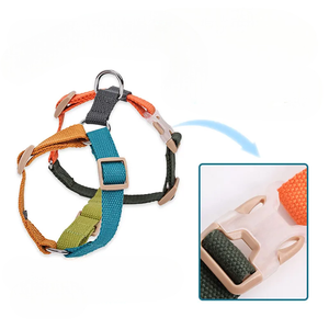 Adjustable Nylon Dog Harness Teal Orange Green Buckle Closure Simple Style for Medium Dogs - Product Image 4