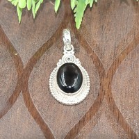 Pendentif ovale en argent sterling avec onyx noir serti clos, filigrane en spirale, plaqué or rose, fait main, bijoux artisanaux pour femme