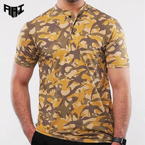 Custom Branding <b>Men's</b> Camouflage <b>Henley</b> <b>Top</b> T shirt Loose Fit Breathable Summer Casual Short Sleeve Wholesale Private Label OEM - Product Image 1