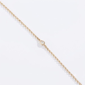 Pulsera de Oro Real de 14K con Diamante de Laboratorio en Forma de Pera de 4x2 mm, Diseño Minimalista con Bisel, Cadena y Eslabones, Regalo de Aniversario - Product Image 4
