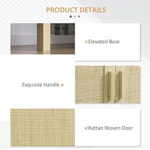 Mobiletto Boho con 3 Ante Regolabili in Rattan Naturale per Soggiorno, Cucina e Garage - Product Image 5