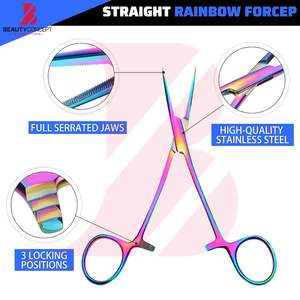 Pinzas Kelly STR CVD Médicas Veterinarias para Enfermeras, Pinzas de Disección Hemostáticas, Pinzas de Bloqueo para Perros, Extracción de Pelo, Pesca, Arcoíris, 5.5" CE - Product Image 4