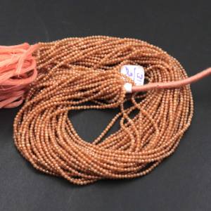 ลูกปัดมูนสโตนสีพีชธรรมชาติเคลือบเงิน คุณภาพสูง ขนาด 2-2.5 มม. รูปทรงรอนเดลล์ ความยาว 13 นิ้ว สำหรับทำเครื่องประดับ - Product Image 1