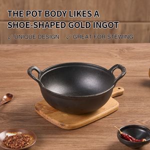 WANGYUANJI Pentola Yuanbao in Ghisa da 25 cm, Non Rivestita, Antiaderente, Piccola Pentola per Zuppe e Brodi, per Cucina a Gas e a Induzione, Ideale per Preparare Porridge - Product Image 4