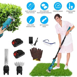 Tagliasiepi Elettrico Multifunzione 3-in-1 Senza Fili, Rotazione a 90 Gradi, Doppio Uso per Taglio Erba Fai-da-te e Mini Cura del Giardino - Product Image 1