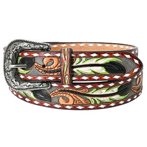 Cinturón Vintage de Cuero con Cuentas y Grabados, Material de Piel de Vaca, Hebilla de Aleación con Anillo en D, Colección Harfii HC-BELT-109, Longitud Ajustable 1.5 - Product Image 3