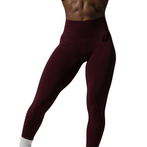 Leggings de sport sans couture taille haute pour femme, couleur bordeaux, compression, fitness, yoga, course à pied, anti-transpiration, extensibles, entraînement athlétique - Product Image 1