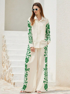 เสื้อทอผ้าลายทึบแบบลำลองสำหรับฤดูร้อน เสื้อแจ็คการ์ดผ้าฝ้ายปักลายดอกไม้ ความยาวสั้น สวมใส่ได้ทุกวัน ชุดสองชิ้น ทำจากผ้าชีฟอง - Product Image 3