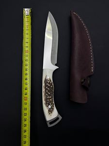 Couteau de chasse tactique à lame fixe en acier inoxydable 4034 avec manche en bois de cerf fait main - Product Image 3