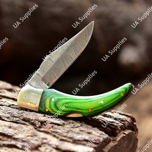 Cuchillo Plegable Multifuncional de Acero de Damasco de Alta Resistencia UA Supplies con Mango de Madera Pakka, Hoja de 2.5mm, Longitud Total de 7.5" OEM/ODM - Product Image 3