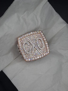 Rose Gold Initial Moissanite <b>Ring</b> <b>925</b> Sterling <b>Silver</b> Iced Out Hip Hop Jewellery VVS Diamond <b>Ring</b> - Product Image 3