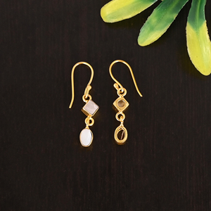 Elegant Gold Plated Sterling <b>Silver</b> <b>Drop</b> <b>Earrings</b> with Gemstone for Women - Product Image 4