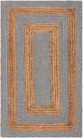 Tapis d'intérieur rectangulaire tressé en jute naturelle gris moderne, tissé à la main