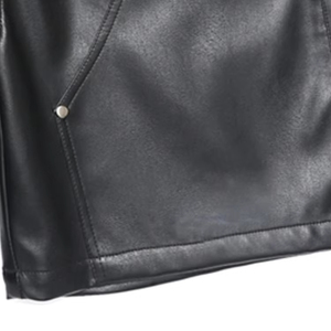 Pantalones Cortos Cargo de Cuero Negro Personalizados Glory con Bolsillos Delanteros y Cierre de Botones, Moda Urbana Elegante para Hombre, Ropa de Verano a la Moda - Product Image 4