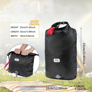 Ensemble de 3 sacs étanches de 25 L en PU noir avec fermeture à enroulement et bouchon de vidange pour le rangement extérieur - Product Image 6