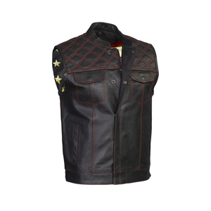Gilet de motard personnalisé en cuir véritable respirant pour homme, sans manches, avec poches, 100 % polyester, service OEM - Product Image 6