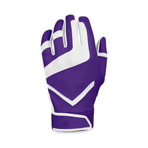 Purple <b>White</b> Full Finger Baseball Gloves Hook And Loop Closure Non Slip Synthetic Material Adult Right Handed Baseball Gloves - Product Image 5