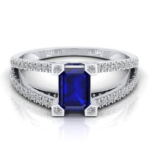 REYES Luxury 14K Yellow <b>Gold</b> Blue <b>Sapphire</b> Wedding Fine Jewelry <b>Rings</b> for Women Elegant Design Engagement <b>Rings</b> for Party Gift - Product Image 5