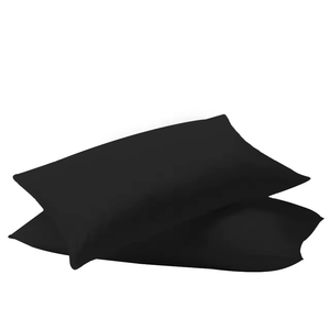Black 100% Silk Goose Down Filled Pillowcase Set 2 Pack Standard Size Hypoallergenic Machine Washable Smooth Satin Home <b>Bedding</b> - Product Image 1