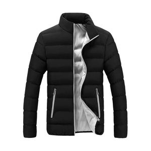 Veste matelassée classique noire à fermeture éclair, veste d'hiver épaisse décontractée et tendance pour homme, modèle court - Product Image 1