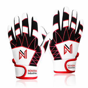 Gants de frappe pour enfants NOVERA INDUSTRIES pour baseball/softball, fermeture auto-agrippante, en cuir, doigts entiers, légers, séchage rapide - Product Image 1