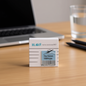 Blocchetti Adesivi PET 76x76 mm 100 Fogli Rigati Bianchi - Product Image 1