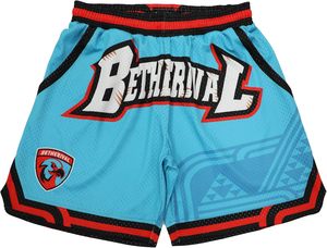 Shorts de basketball blancs pour hommes avec logo noir sur le bas, taille à cordon, vêtements de sport décontractés, sublimation personnalisée, 100 % coton respirant - Product Image 3