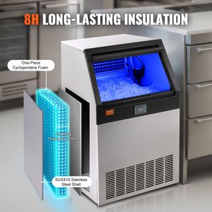 Attrezzature commerciali da cucina 200lbs/24H Freestanding Cabinet macchina per fabbricare il ghiaccio 90 cubetti di ghiaccio 66lbs capacità di stoccaggio LED digitale - Product Image 5