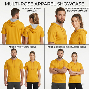 T-shirt à capuche à manches courtes pour hommes et femmes, vêtements décontractés d'été avec poche, tee-shirt à capuche unisexe, streetwear d'été, t-shirt à capuche unisexe - Product Image 6