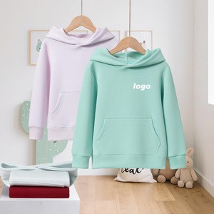 Logo Embroidery Men's Track Suit Top Blank Solid Knitted Hooded Sweatshirts for <b>Boys</b> Girls Loose Style - Product Image 1