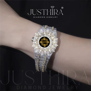 Top Selling Stainless Steel Two Tone Design Moissanite <b>Diamond</b> Men's Wrist <b>Watch</b> Luminous Hands Sporty Luxury Design - Product Image 2