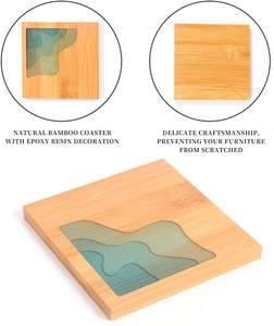 Handmade Bamboo Wooden Coasters Sustainable Natural Bamboo Coaster with Elegant Resin River Coaster - Product Image 3