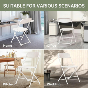 Silla Plegable Moderna de Acero Inoxidable, Blanca, Ligera, Apilable, para Exteriores, Fiestas, Picnics, Hoteles, Hospitales - Product Image 5