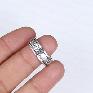 Wholesale 925 Silver Flower Pattern <b>Spinner</b> Antique Style Relieving Stress Band Jewelry Factory Custom Manufacturer <b>Ring</b> - Product Image 4