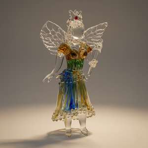 Statuette de fée en verre borosilicate bohème faite à la main, forme irrégulière, couleurs personnalisées, vase de table de Noël, décoration de la maison - Product Image 1