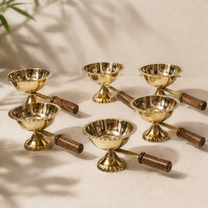 Luxury Brass Dhoop Holder with Handle Traditional Dhoopkaal Resin Burner Sambrani Loban Burner Bowl for <b>Home</b> <b>Temple</b> Decor - Product Image 2