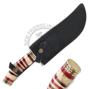 Nouveau couteau de chasse artisanal en acier Damas avec manche en bois et os de chameau, lame fixe extra-affûtée, couteau Bowie, couteau de survie pour l'extérieur - Product Image 6