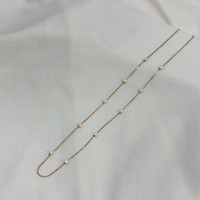 Collier en or 18 carats avec perles, chaîne à maillons délicats et perles de rocaille, pour femme, luxe, unisexe, élégant, moderne, idéal pour un cadeau, bijoux raffinés