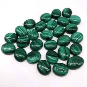 Pierre précieuse naturelle en malachite ovale de qualité AAA, 9x11 mm, cabochon, semi-précieuse, en vrac, pour bijoux, prix de gros d'usine, en solde - Product Image 1