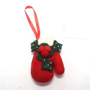 Santa Claus <b>Felt</b> Mittens Hanging Decoration Red White Handcrafted Christmas Ornament Indoor Use Traditional Style - Product Image 2