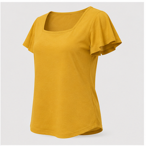 เสื้อยืดคอกลมแขนสั้นสีเหลืองทองสำหรับผู้หญิง WTS-0036 - Product Image 3