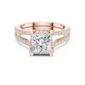 Anillo de Compromiso de Diamantes con Corte Princesa para Mujer, Oro Sólido de 14K, Engaste Pavé, Estilo Clásico - Product Image 5