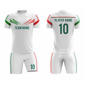 Conjunto de Uniforme de Fútbol Sublimado Personalizado, Patrón Geométrico Verde, Manga Corta, Absorbe la Humedad, Unisex para Adultos, 100% Poliéster - Product Image 2