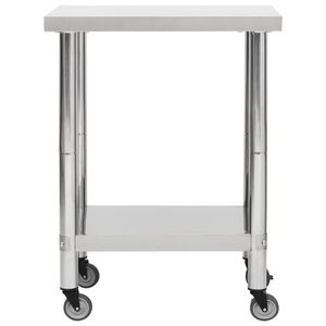 Tavolo da lavoro cucina commerciale con ruote 31.5 \ "x17.7 \" x33.5 \ "acciaio inox cucina commerciale acciaio - Product Image 3