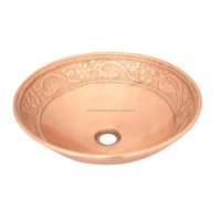 Lavabo rond moderne en cuivre martelé avec égouttoir poli pour la chambre à coucher et le salon