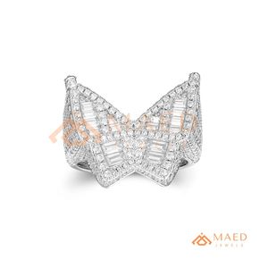 Mens <b>Silver</b> Tone Moissanite Crown <b>Ring</b> Luxury Baguette Cut Diamond Look <b>Statement</b> <b>Ring</b> for Men - Product Image 6
