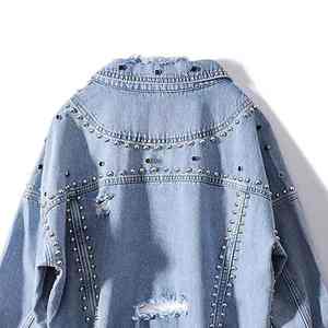 Veste en jean pour homme en coton premium avec détails brillants en diamant, performance des fibres haute résistance, veste en jean ornée de strass - Product Image 5